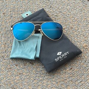 Sperry Rose Gold Frame Sunglasses with Mirrored Blue Polarized Lenses